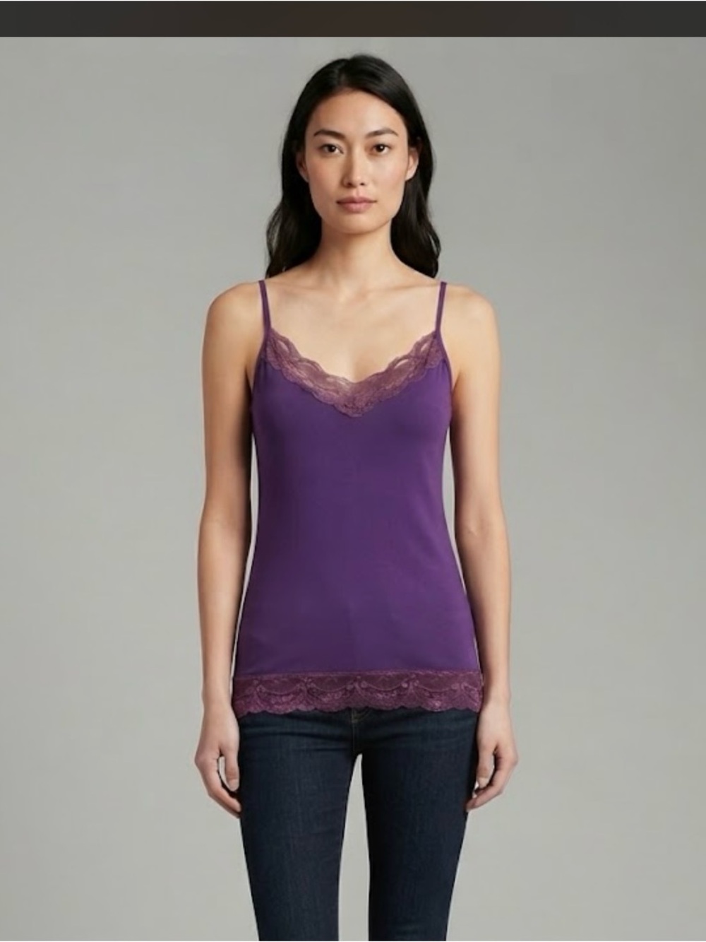 Express Purple Lace-Trim Camisole